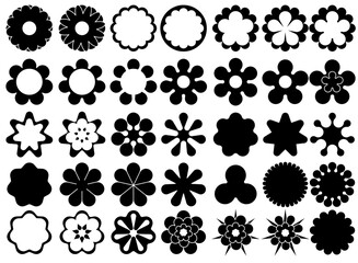 set of black and white flowers