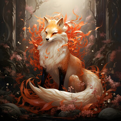 Kumiho Korean Folklore Nine Tail Fox Shapeshifter AI Artwork