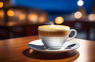 cup of coffee on the table.