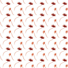 Crocuses on a thin stem. Watercolor flowers. Floral seamless pattern