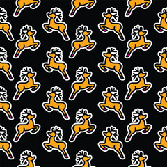 Seamless pattern. Original vector illustration. The icon of a Christmas tree toy in the form of a deer.