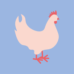Illustration vectorielle d'une poule. Dessin moderne d'un animal mignon, vecteur de poules. Animaux de la ferme. Dessiné à la main. 2 couleur, bichromie. 