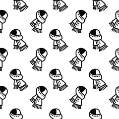 Seamless pattern. Original vector illustration. The icon of a knitted warm scarf.