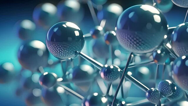 Animation molecules structure moving. Multiple shiny science, medical background 3D animation. Molecule or atom cell under a microscope inside human body colorful
