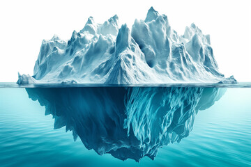 3d image sections of a.Iceberg floating in the middle of the sea.