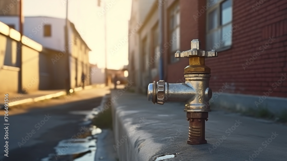 Wall mural water valve