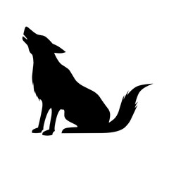 Wolf howling silhouette icon vector. Wolf howling silhouette can be used as icon, symbol or sign. Wolf icon for design related to animal, wildlife or landscape