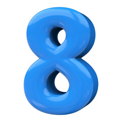 8 number blue 3d render