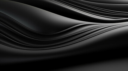 Abstract futuristic dark black background with waved design. Realistic 3d wallpaper with luxury flowing lines. Elegant backdrop for poster