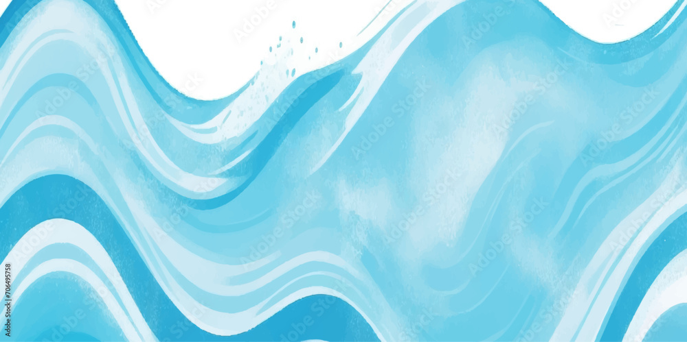 Sticker vector ocean wave line blue and white background. ocean sea art with natural template. seamless soft