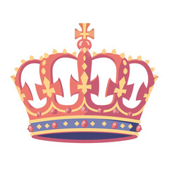 2D flat design illustration of a king's crown in flat pastel colors. Isolated on a white background