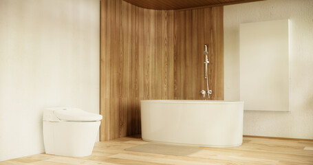 The Bath and toilet on bathroom japanese style.