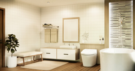 Fototapeta na wymiar The Bath and toilet on bathroom japanese style.