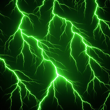 Fondo con detalle de rayos electricos de tonos verdes sobre fondo de color negro