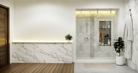 Toilet and decoartion on modern zen toilet room japan style.