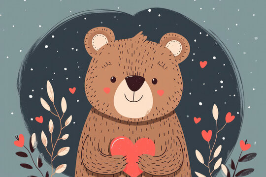 Valentine's card with cute bear.