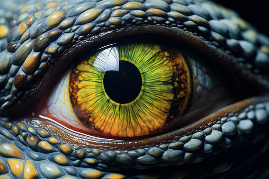 macrophotography of the gaze of a reptile