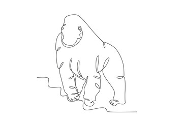 An orangutan is walking. World Wildlife Day one-line drawing