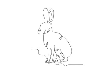 A rabbit is sitting. World Wildlife Day one-line drawing