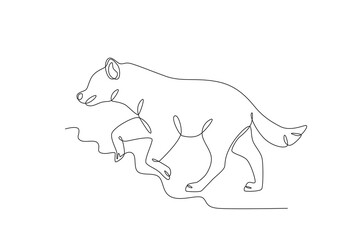 A dog raises its front paws. World Wildlife Day one-line drawing