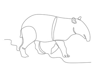 A hippo is walking. World Wildlife Day one-line drawing