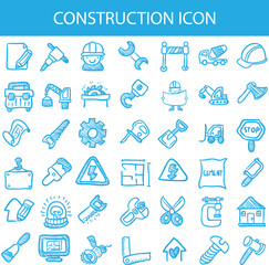 Construction icons set Flat home repair elements tools design Vector illustration.