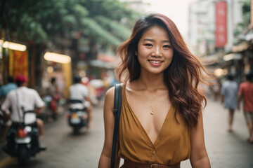 Asian woman in the city street