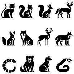 Urban Wildlife City Animal Vector Pack - Featuring Cats, Deer, Rabbits, Bears, and More for Diverse Design Needs
