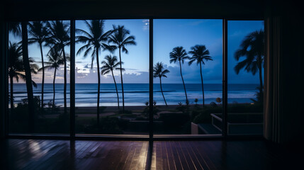 Sea view living room interior in modern beach house