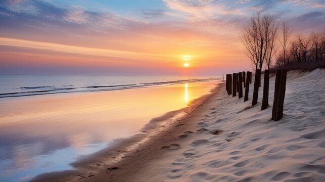 The Breathtaking View of Sunrise Over the Sandy Beaches