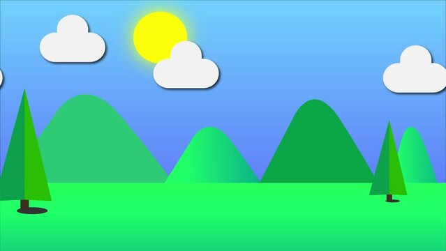 background video scenery scenery mountain trees Clouds move in loop