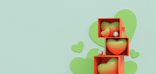 Happy Valentine's Day Background 3D Illustration