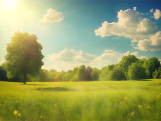 Photo sunny day on the meadow environmental backgrounds