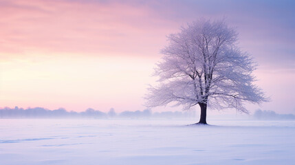 Fototapeta na wymiar tree in snow cold winter