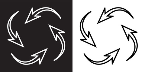 Repeat icon vector. Recycle icon sign symbol in trendy flat style. Rotation vector icon illustration isolated on black and white background