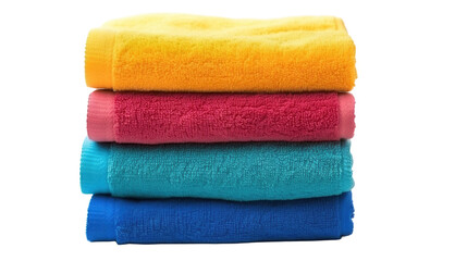stack of colored towels isolated on transparent background