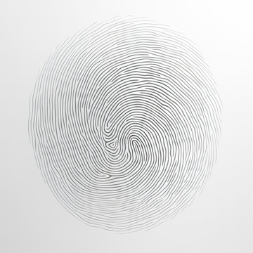 Ilustracion de tonos claros con lineas en forma de huella dactilar, sobre fondo blanco con degradado
