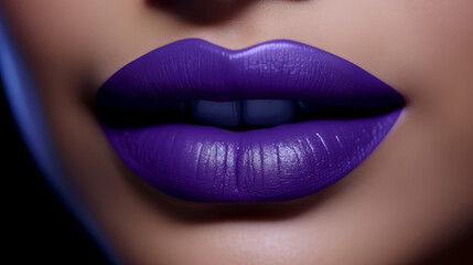 Elegance in Purple: Commercial Photo of Lips with Vibrant Lipstick