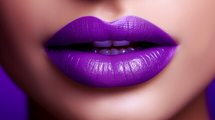 Obraz premium Elegance in Purple: Commercial Photo of Lips with Vibrant Lipstick