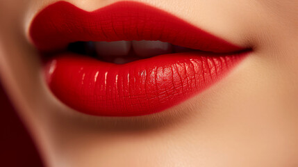 Red Lips Elegance: Close-Up Beauty and Glamour in Vibrant Passion