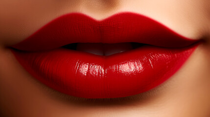 Obraz premium Red Lips Elegance: Close-Up Beauty and Glamour in Vibrant Passion