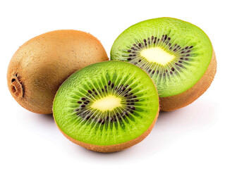 Fototapeta premium Fresh kiwi fruits isolated on white background. Minimalist style.