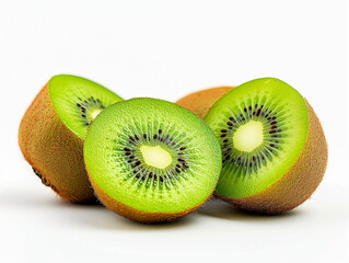 Fresh kiwi fruits isolated on white background. Minimalist style.
