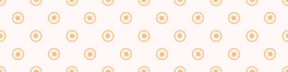 Linocut rural floral folkart seamless vector border for block print nature design. Icon of hand drawn quirky plant sprig illustration in tiled ribbon for scandi naive graphic banner.