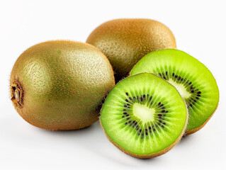 Fototapeta premium Fresh kiwi fruits isolated on white background. Minimalist style.