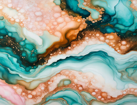 Liquid art paintings - natural luxury - works using alcohol ink technique