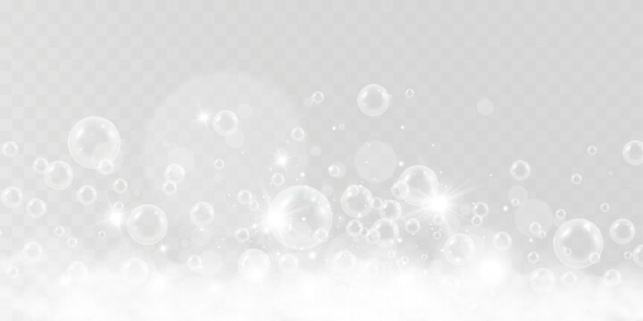 Air bubbles.Soap foam vector illustration on a transparent background.	
