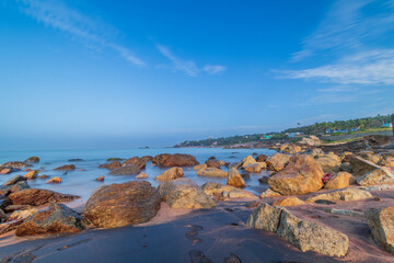 rocky coast, Muttom Beach, Kanyakumari, Tamil Nadu, India.