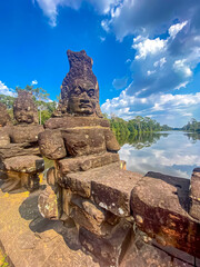 The three-level Mount Bayon Temple, a temple of the Khmer civilization, located on the territory of Angkor in Cambodia