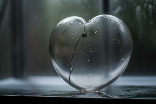 heart on fogged glass. Generative AI